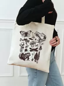 Animal Graphic Shopper Bag - Beige - View 1