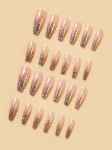 27入組閃光假指甲套裝 - 粉色 - 查看 2