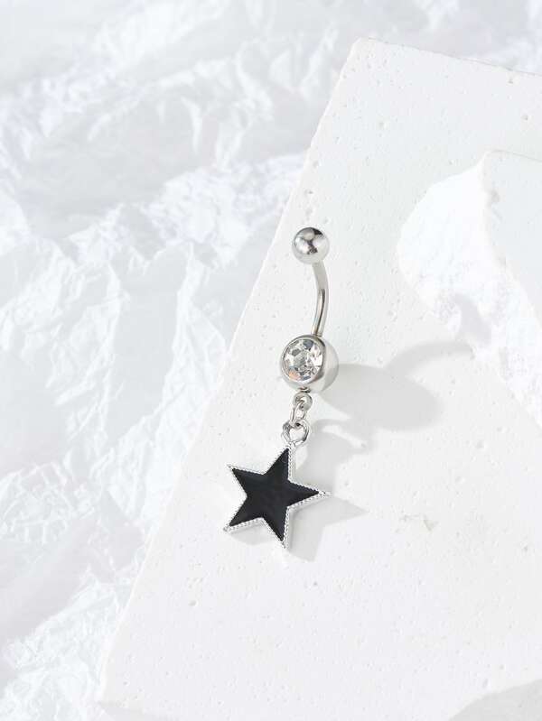Cubic Zirconia Decor Star Charm Navel Belly Ring