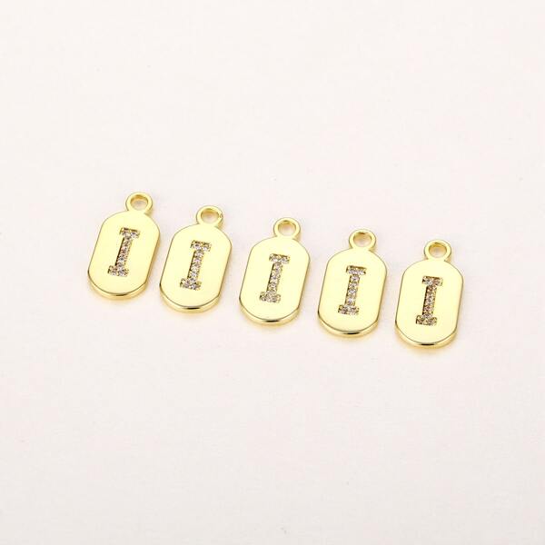 

5pcs Rhinestone Detail Letter Decor DIY Jewelry Accessory, Gold