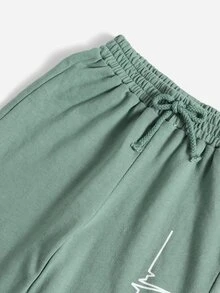 SHEIN Quần thể thao Con gái Thắt nút Tim - Màu xanh Bạc hà - Xem 4