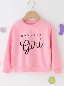 SHEIN 年輕女孩字母圖形套頭衫 - 淺粉色 - 查看 1