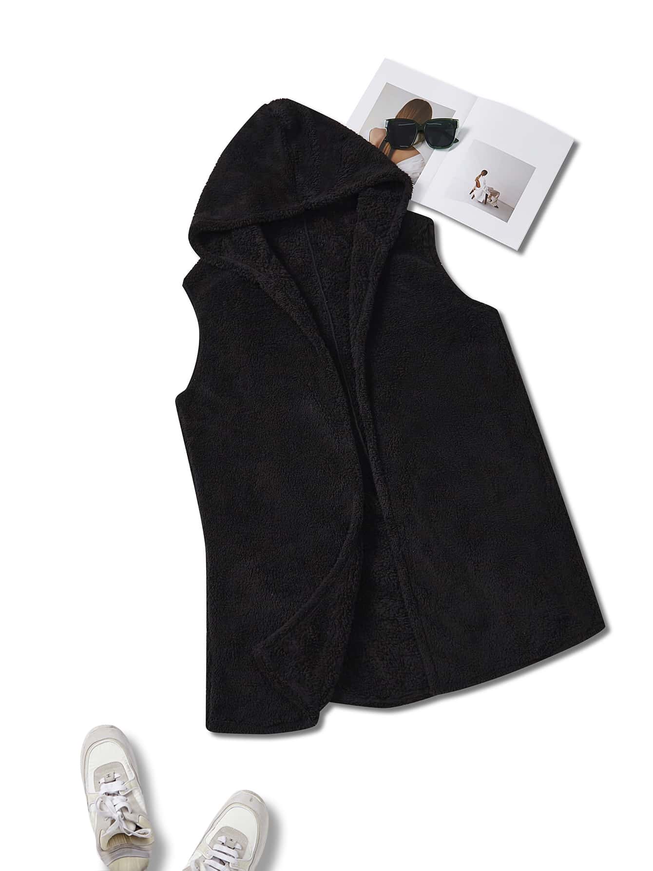 Áo khoác cỡ lớn màu trơn Giải trí - màu đen - Xem 1