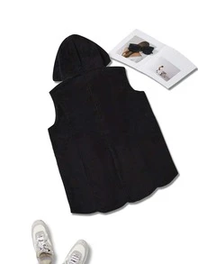 Áo khoác cỡ lớn màu trơn Giải trí - màu đen - Xem 2