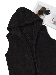 Áo khoác cỡ lớn màu trơn Giải trí - màu đen - Xem 3