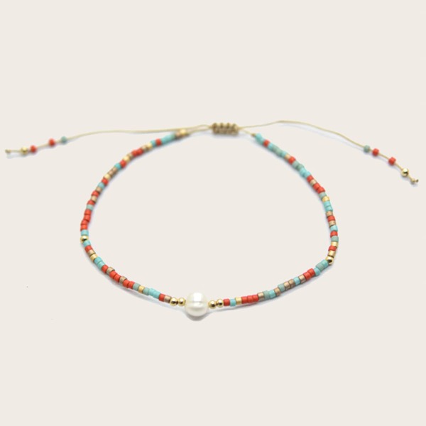 

Faux Pearl Decor Beaded Bracelet, Multicolor