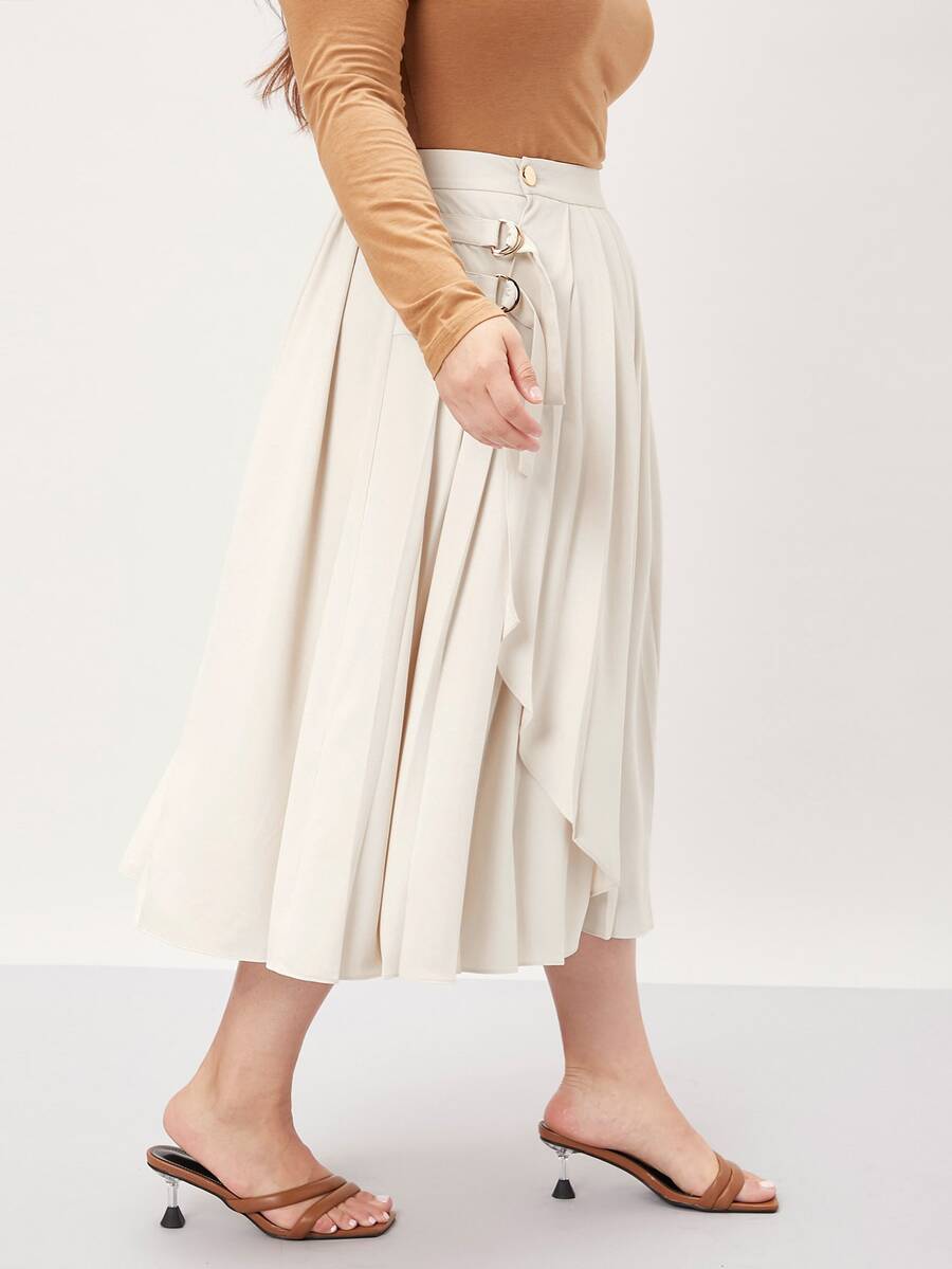 MOTF PREMIUM Falda fruncido fluido - Beis - Ver 1