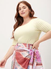 SHEIN Unity Plus Patchwork Wrap Skirt - Multicolor - View 8