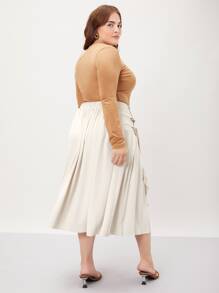 MOTF PREMIUM PLUS GATHERED FLOWY SKIRT - Beige - View 3
