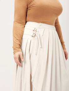 MOTF PREMIUM PLUS GATHERED FLOWY SKIRT - Beige - View 9