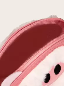 SHEIN Pig Design Fluffy Coin Case - Pink - View 4