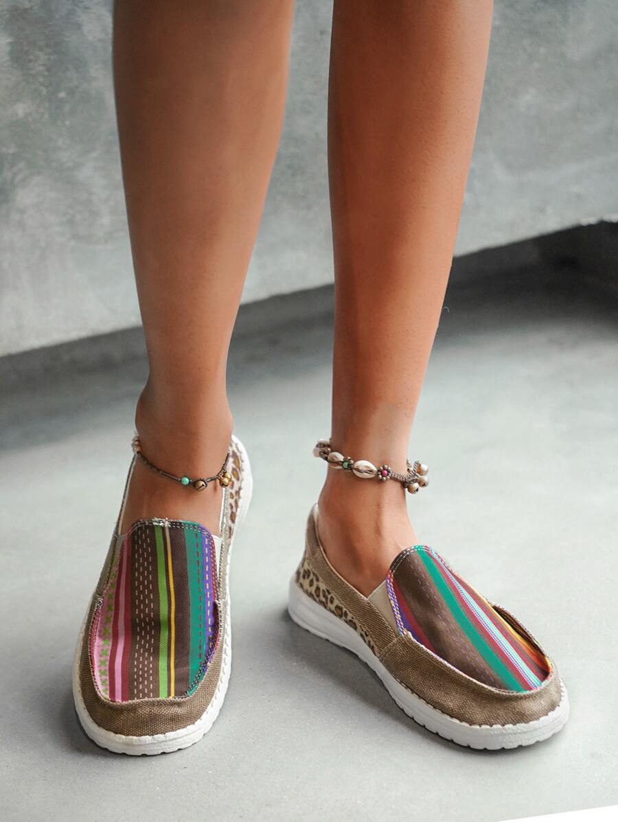 Leopard Pattern Slip On Sneakers - Multicolor - View 1