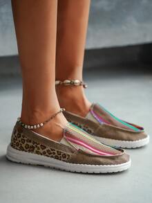 Leopard Pattern Slip On Sneakers - Multicolor - View 3