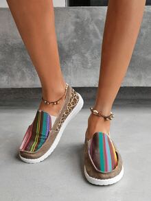Leopard Pattern Slip On Sneakers - Multicolor - View 6