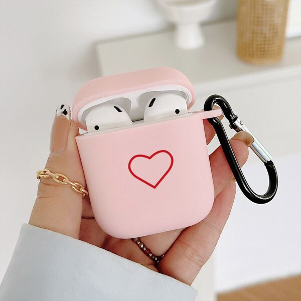 

Heart Pattern Case For AirPods, Pink