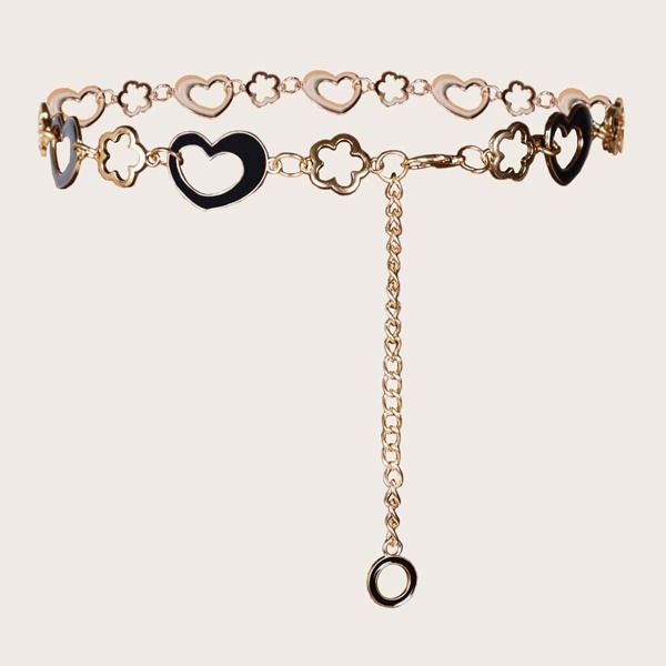 

Girls Heart Decor Chain Belt, Gold