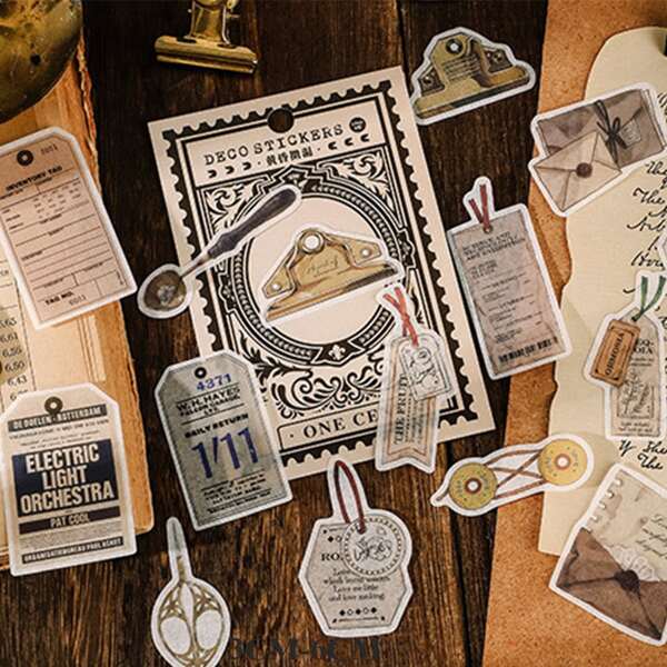 

40pcs Vintage Pattern Sticker, Multicolor