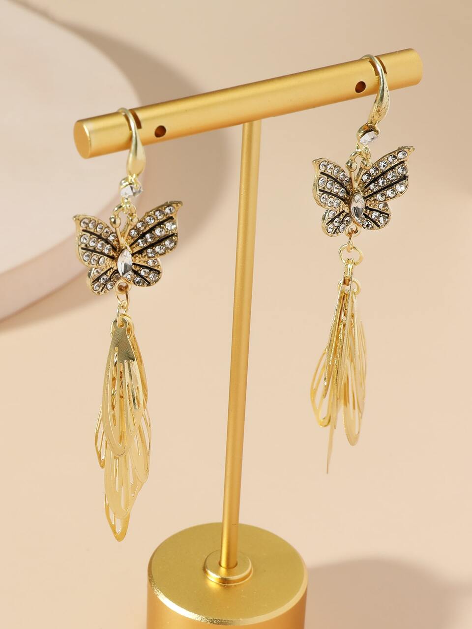 Rhinestone Butterfly Drop Earrings