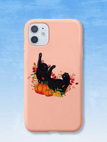 JullDiaz Funda para móvil Halloween con patrón de gato