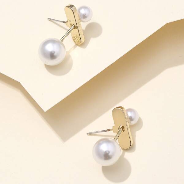 

Faux Pearl Decor Earrings, White
