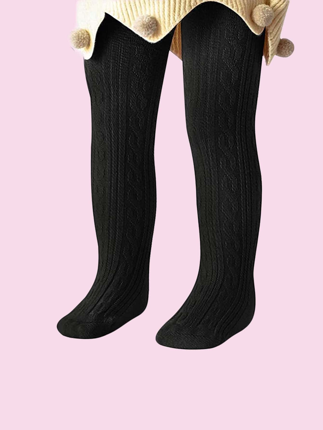 Toddler Girls Solid Tights - Black - View 1