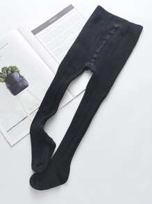 Toddler Girls Solid Tights - Black - View 2