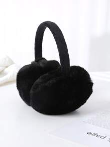1pc Women Fashion Solid Fluffy Black Earmuffs For autumn and winter - Black - View 3
