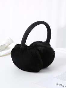 1pc Women Fashion Solid Fluffy Black Earmuffs For autumn and winter - Black - View 4