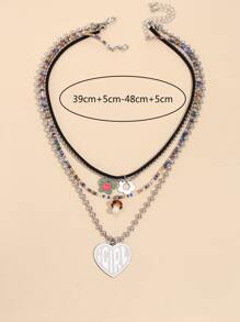 2pcs Heart Pendant Necklace - Multicolor - View 4