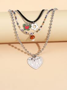 2pcs Heart Pendant Necklace - Multicolor - View 5