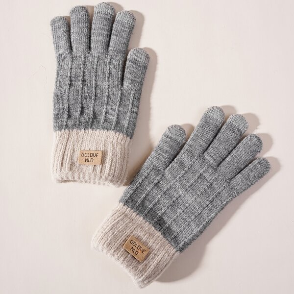 

Color Block Gloves, Grey