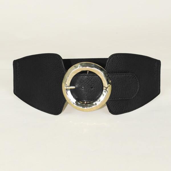 

Girls Round Buckle Corset Belt, Black