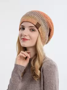 Women Simple Comfortable Ombre Knit Hat For Winter Daily Wear - Multicolor - View 7