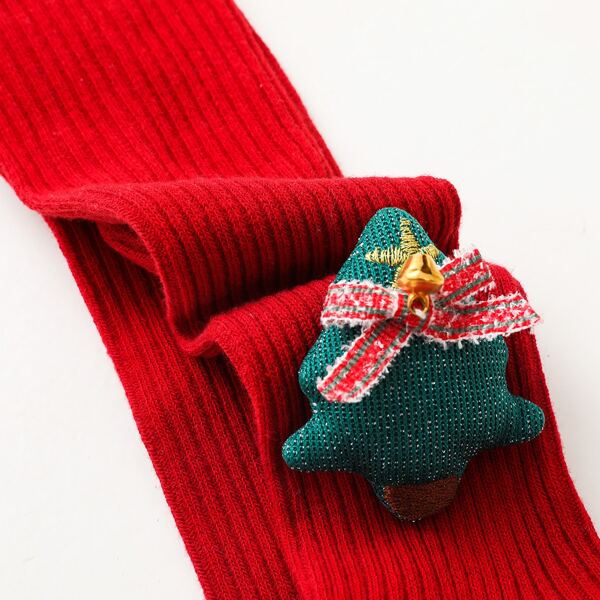 

Toddler Girls Christmas Tree Decor Tights, Red