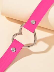 Heart Decor Choker Valentines,Mom,Mother,Mother's Day,Gift - Hot Pink - View 4