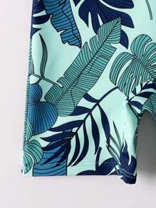 Baby Boy Tropical Print Zipper Front One Piece Swimsuit - Multicolor - View 3