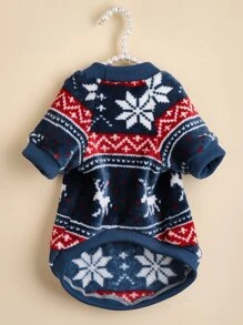 1 pieza Sudadera reversible de forro polar cálida para mascotas, estilo navideño para gatos y perros, otoño/invierno - Multicolor - Ver 3