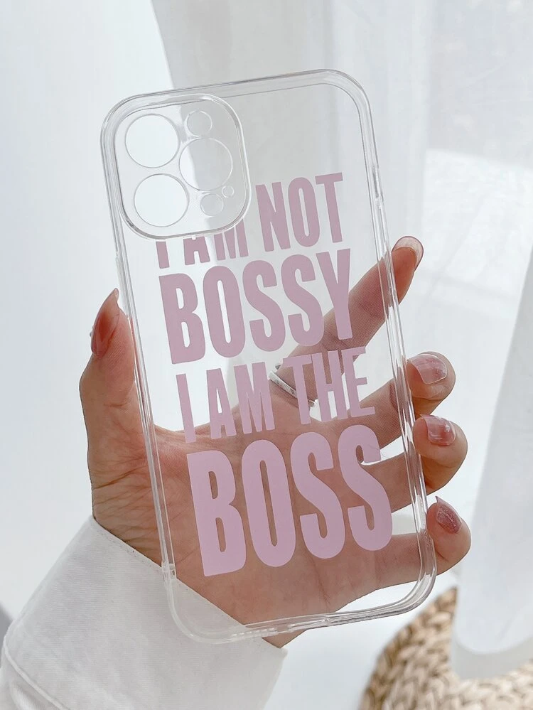 Letter Graphic Clear Phone Case