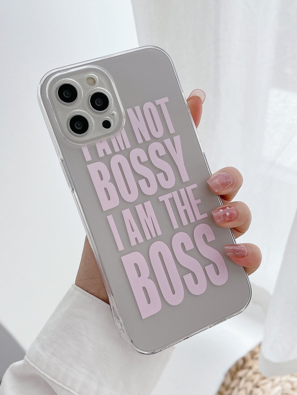 Letter Graphic Clear Phone Case