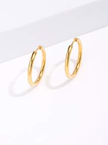 Pendientes de aro minimalista - Amarillo Oro - Ver 3