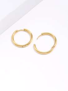 Pendientes de aro minimalista - Amarillo Oro - Ver 2