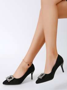 Giày cao gót Nữ màu trơn - màu đen - Xem 2