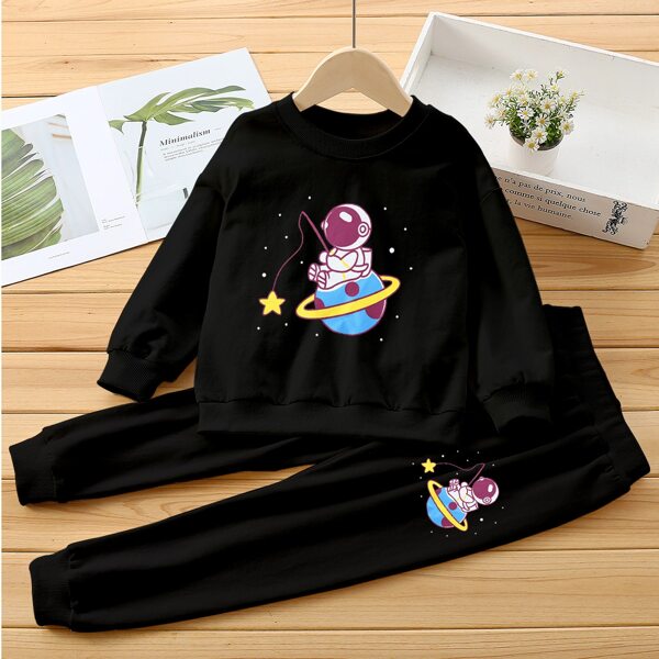 

Toddler Boys Cartoon Graphic Sweatshirt & Sweatpants, Black