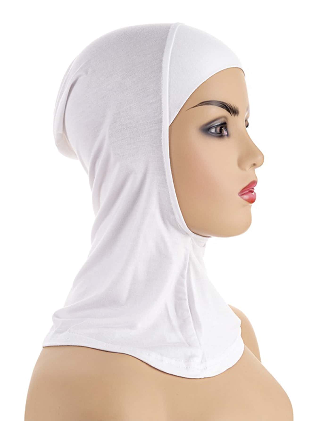 Awegeo 1pc Women's Turban Cap, Solid Color High Elasticity Fashionable Brimless Hat, Outdoor Riding Casual Sports Style Headwrap - White - View 1