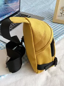 Letter Patch Sling Bag - Yellow - View 4