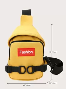 Letter Patch Sling Bag - Yellow - View 5