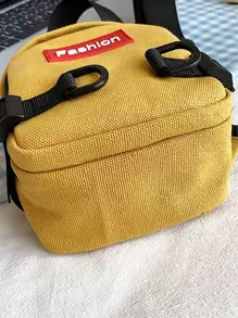 Letter Patch Sling Bag - Yellow - View 6