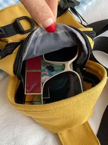 Letter Patch Sling Bag - Yellow - View 7