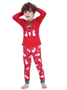 Boys 1pc Christmas Print Contrast Trim Tee & 1pc Trousers PJ Set - Multicolor - View 7