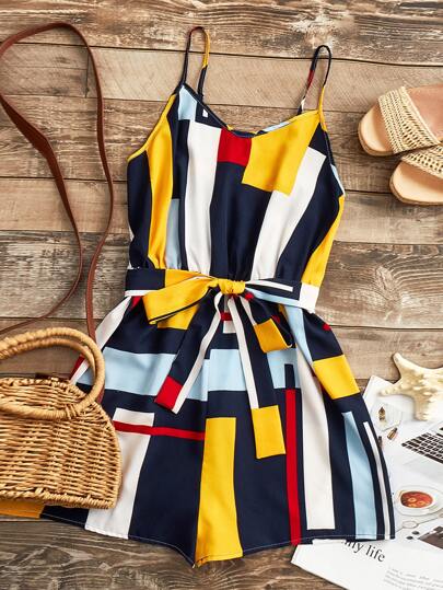 رومبير كامي بحزام وبالوان متجانسة مقاس كبير